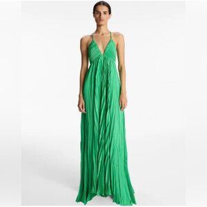 NWT A.L.C. Angelina Pleated Maxi Dress in Verde